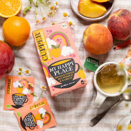Kräutertee "My Happy Place" mit Pfirsich & Kamille (20 Beutel) Cupper