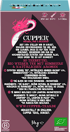 Weißer Tee mit Himbeere (20 Beutel) Cupper