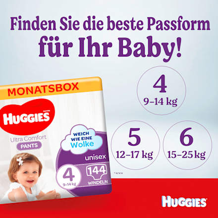Baby Pants Ultra Comfort Gr. 4 (9-14 kg), Monatsbox Huggies