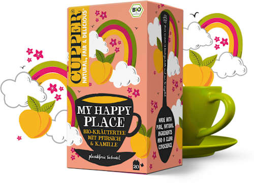 Kräutertee "My Happy Place" mit Pfirsich & Kamille (20 Beutel) Cupper