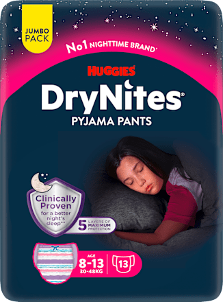 Pyjama Pants Mädchen 8-13 Jahre, Jumbopack HUGGIES DryNites