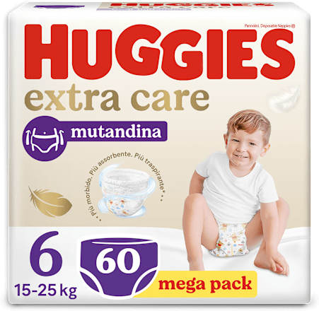 Pannolini a mutandina Extra Care Mega Pack taglia 6 (12-25 kg) Huggies