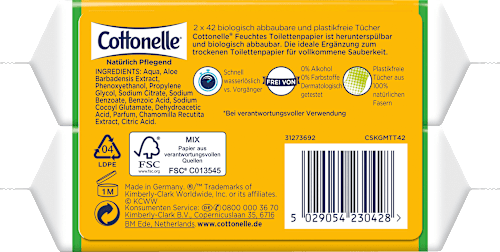 Feuchtes Toilettenpapier Natürlich Pflegend (2x42 St) Cottonelle