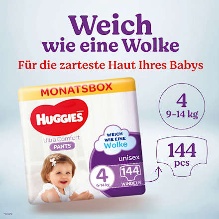 Baby Pants Ultra Comfort Gr. 4 (9-14 kg), Monatsbox Huggies
