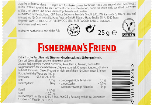 Pastillen, lemon, Zitrone, zuckerfrei Fisherman's Friend