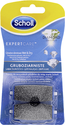 Gruboziarniste głowice obrotowe z kryształkami diamentów Velvet Smooth Wet & Dry Dr. Scholl's