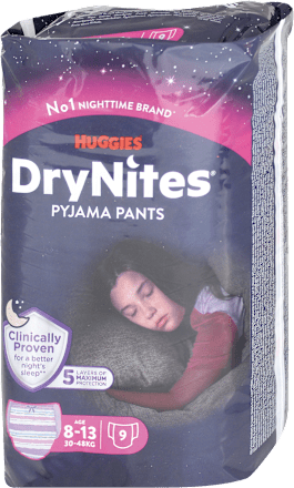 Mutandine assorbenti notte ragazza 8-13 anni (30-48 kg) HUGGIES DryNites