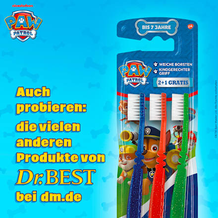 Zahnbürste Kinder Paw Patrol, bis 7 Jahren  Vorteilspack (2+1 Gratis) Dr. BEST