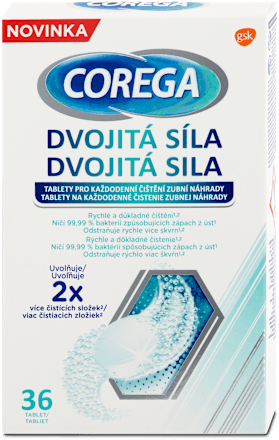 Čistiace tablety na zubné náhrady Dvojitá sila COREGA