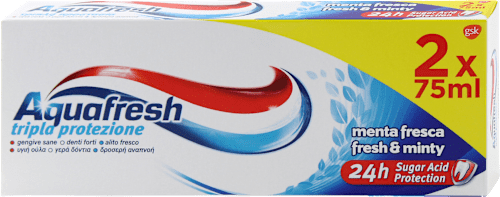 Dentifricio tripla protezione menta fresca confezione doppia Aquafresh