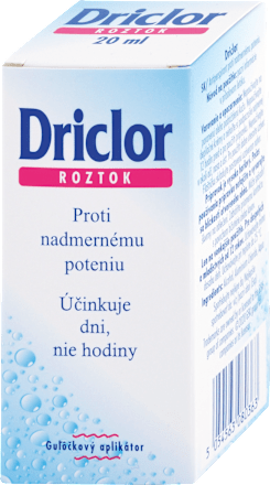 Roztok proti nadmernému poteniu s guľôčkovým aplikátorom Driclor