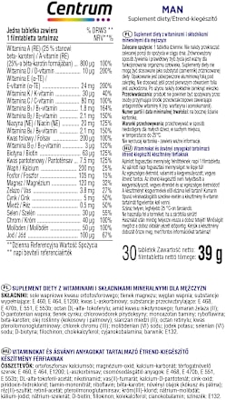 Suplement diety z witaminami i składnikami mineralnymi dla mężczyzn tabletki Centrum