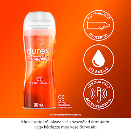 Masszázs gél és síkosító 2in1, ylang ylang Durex