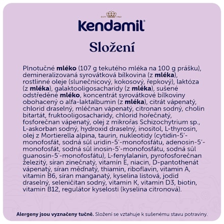 počáteční mléčná kojenecká výživa 1 Premium 0m Kendamil