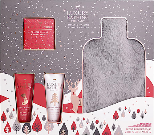Set cadou cremă mâini & unghii, crema corp, sticla pentru apa calda & cuvertură cu blană THE LUXURY BATHING COMPANY