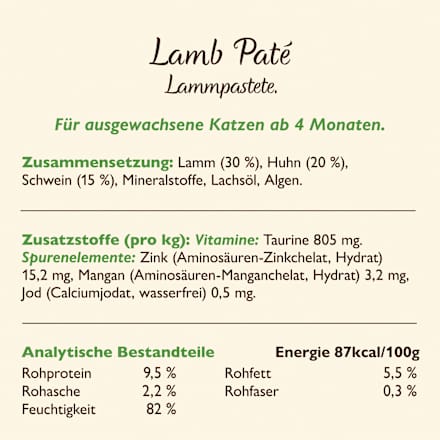 Nassfutter Katze mit Lamm, smooth paté LILY'S KITCHEN
