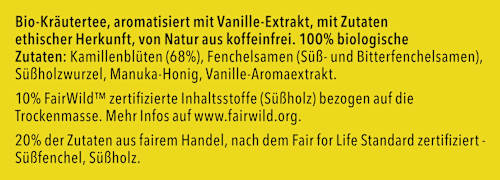 Kräutertee Kamille, Vanille & Manuka-Honig (20x1,6g) pukka