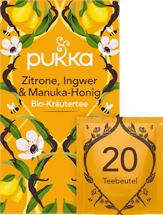 Kräutertee Zitrone, Ingwer & Manuka-Honig, beseelende Wärme (20 Beutel) pukka