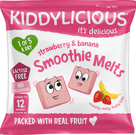 ovocné polštářky s příchutí jahoda a banán KIDDYLICIOUS
