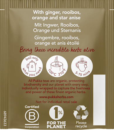 Kräutertee "Winterfreude" mit Ingwer, Rooibos, Orange & Sternanis (20 Beutel) pukka