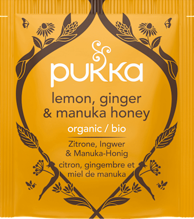 Kräutertee Zitrone, Ingwer & Manuka-Honig, beseelende Wärme (20 Beutel) pukka