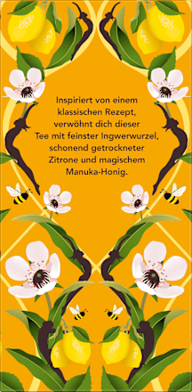 Kräutertee Zitrone, Ingwer & Manuka-Honig, beseelende Wärme (20 Beutel) pukka