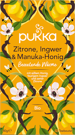 Kräutertee Zitrone, Ingwer & Manuka-Honig, beseelende Wärme (20 Beutel) pukka
