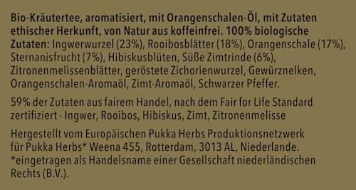 Kräutertee "Winterfreude" mit Ingwer, Rooibos, Orange & Sternanis (20 Beutel) pukka