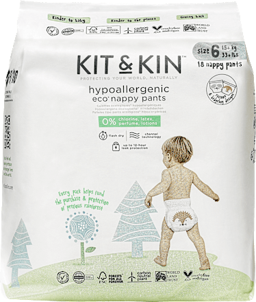 Hypoalergénne plienkové nohavičky, veľkosť 6, pre deti s hmotnosťou od 15 kg KIT&KIN