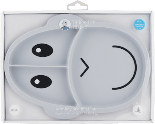 Detský tanier - šedý Matchstick Monkey
