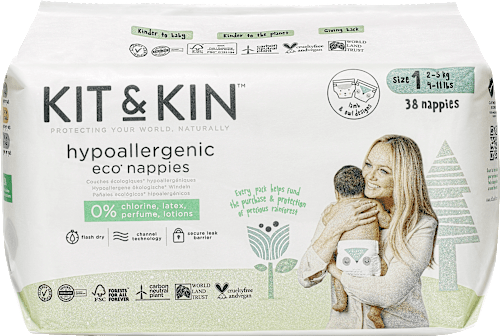 Hypoalergénne plienky, veľkosť 1, pre deti s hmotnosťou 2 – 5 kg KIT&KIN