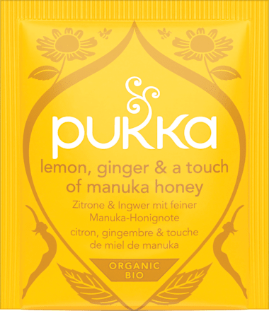 Kräutertee Zitrone & Ingwer mit Manuka-Honignote (20 Beutel) pukka