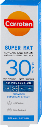 SUPER MAT krema za lice za zaštitu od sunca, SPF30 Carroten