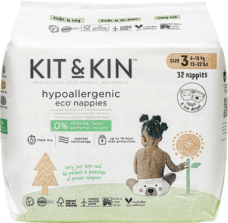 Hypoalergénne plienky, veľkosť 3, pre deti s hmotnosťou 6 – 10 kg KIT&KIN