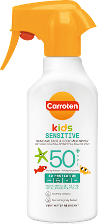Kids Sensitive mlijeko za sunčanje u spreju, SPF50+ Carroten