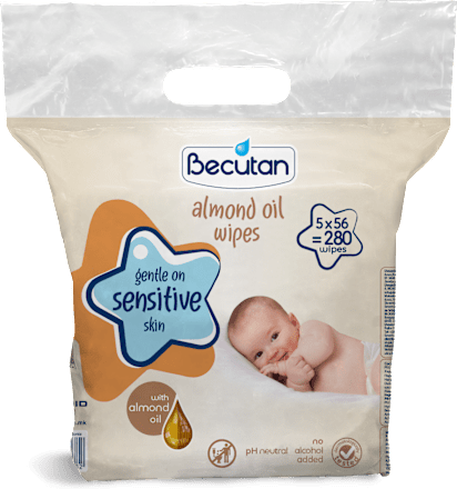 Sensitive vlažne maramice za djecu - bademovo ulje, 5x56 Becutan