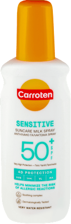 SENITIVE mleko za zaštitu od sunca u spreju, SPF 50+ Carroten