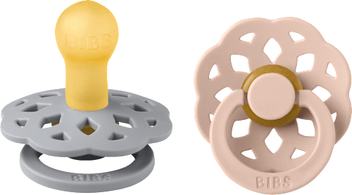 Schnuller Boheme Latex rund, blau/rosa, Gr.1, von Geburt an BIBS