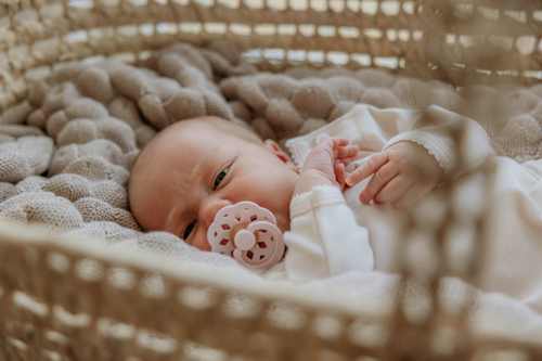 Schnuller Boheme Latex rund, blau/rosa, Gr.1, von Geburt an BIBS