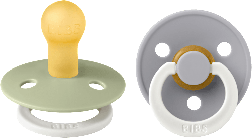 Schnuller Colour Glow Latex rund, grün/grau, Gr. 1, 0-6 Monate BIBS