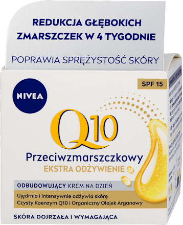 Q10 Power Ekstra odżywienie przeciwzmarszczkowy krem na dzień z SPF 15  NIVEA
