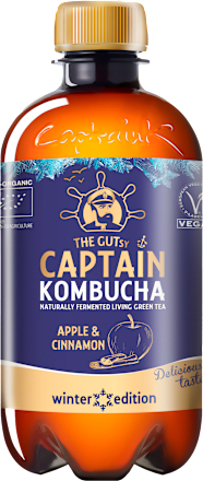 Bio jemne perlivý fermentovaný nápoj zo zeleného čaju Apple & Cinnamon THE GUTSY CAPTAIN company