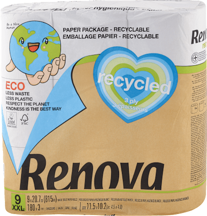 Toaletný papier recyklovaný 9x180 Renova