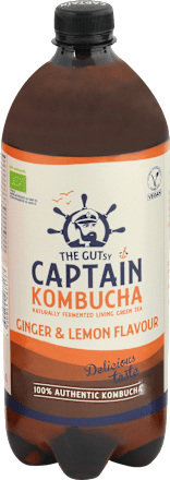 Jemne perlivý fermentovaný nápoj zo zeleného čaju Ginger & Lemon THE GUTSY CAPTAIN company