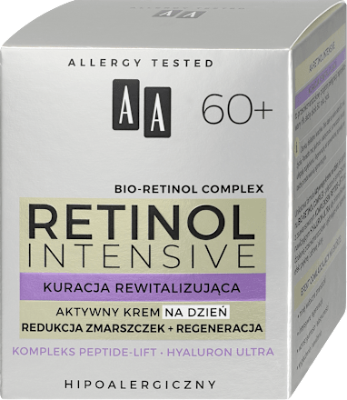 Aktywny krem na dzień redukcja zmarszczek+regeneracja, RETINOL INTENSIVE 60+ AA