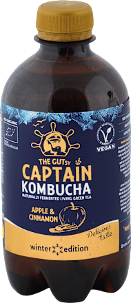 Bio jemne perlivý fermentovaný nápoj zo zeleného čaju Apple & Cinnamon THE GUTSY CAPTAIN company