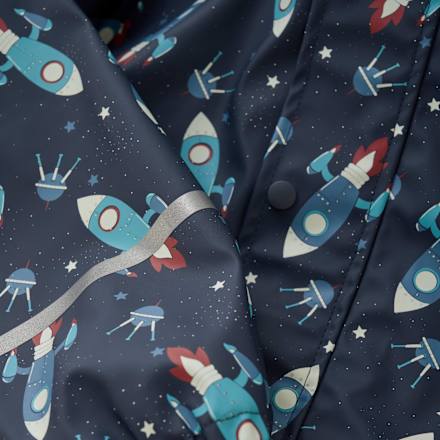 Regenanzug mit Raketen-Muster, blau, Gr. 98/104 Kilmanock