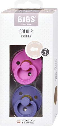 Colour dudlík z přírodního kaučuku Bubblegum/Peri, 0-6 měsíců BIBS