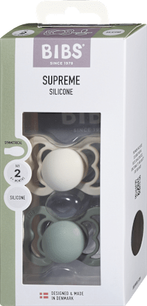 Silikonska duda SUPREME, 6-36 m, Ivory & Sage, velikost: 2 BIBS