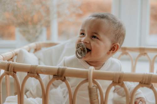 Schnuller Boheme Latex rund, creme/grün, Gr.1, von Geburt an BIBS